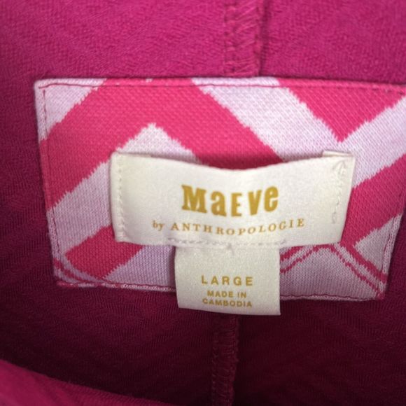 Anthropologie Maeve Hot Pink Mikayla Textured Peplum Long Sleeve Blouse Large - Picture 4 of 6